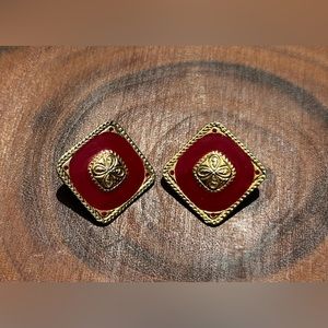VINTAGE red and gold earrings.